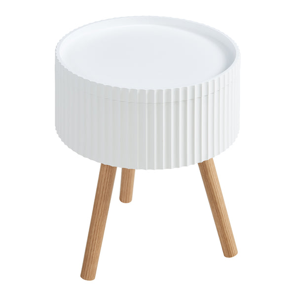 Beistelltisch Bongard mit Stauraum Ø38x48 cm Weiß [en.casa]