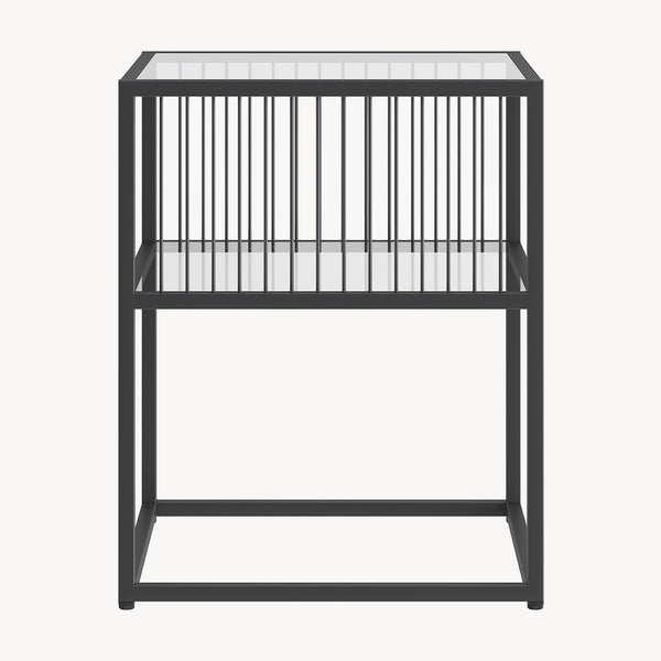 Beistelltisch Tronevn mit Glasplatte 50x40x40 cm Schwarz [en.casa]