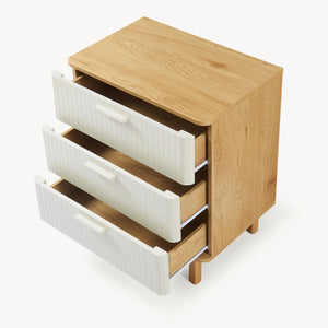 Kommode Ferrersp mit 3 Schubladen 70x60x40 cm Eicheoptik/Sandfarben [en.casa]