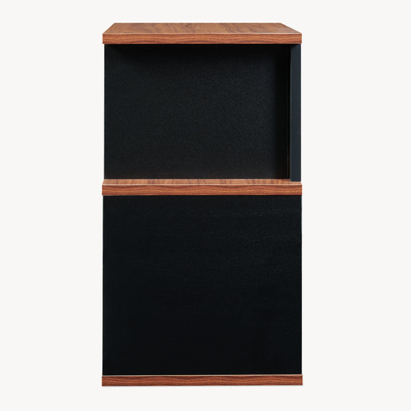 Beistelltisch 'Trond' mit 2 offenen Fächern 50 x 33 x 29 cm Schwarz/Walnussoptik