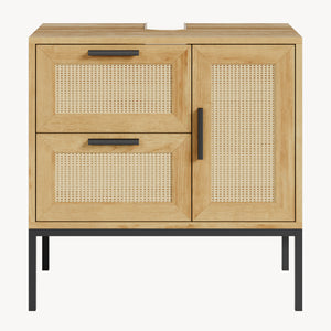 Waschbeckenunterschrank Marhasa 60x60x40 cm Eicheoptik/Schwarz [en.casa]