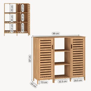 Beistellschrank Hakseri 2-tlg. 87x99x33 cm Bambus Natur [en.casa]