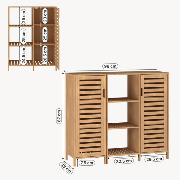 Beistellschrank Hakseri 2-tlg. 87x99x33 cm Bambus Natur [en.casa]