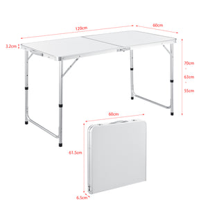 Höhenverstellbarer Klapptisch 120x60x55/63/70 cm in versch. Farben casa.pro