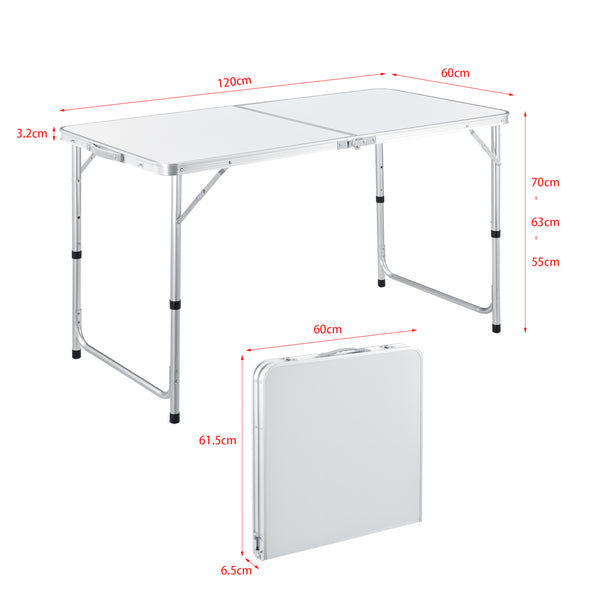 Höhenverstellbarer Klapptisch 120x60x55/63/70 cm in versch. Farben casa.pro