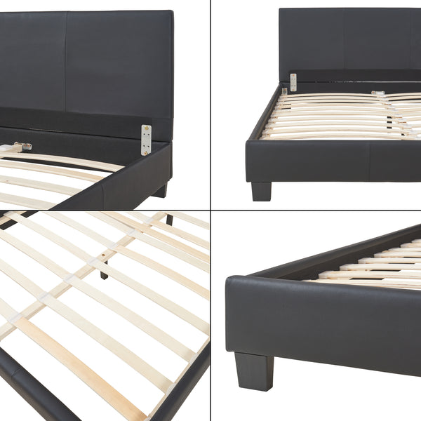 Kunstlederbett Albacete 140x200 cm Schwarz Corium