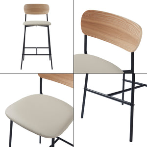 Barstuhl Jyväskylä 2er Set 89x40x45 cm Beige [en.casa]