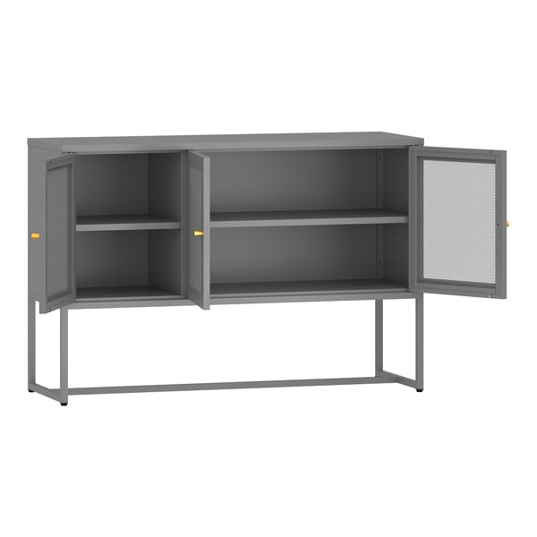 Sideboard Sund mit 3 Türen Stahl Grau [en.casa]