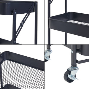 Rollwagen Vörå mit 3 Ebenen 88x45x30cm Schwarz [en.casa]