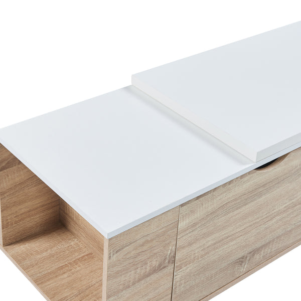 Beistelltisch Österåker 100x47,5x40 cm Holzoptik/Weiß [en.casa]