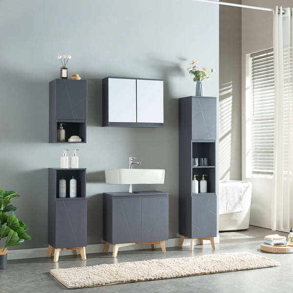 Spiegelschrank Overath 60x20x50 cm Grau [en.casa]