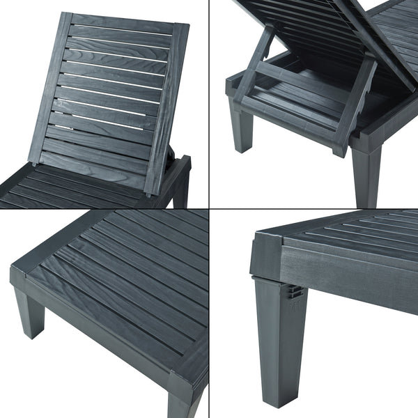 Sonnenliege Ateleta 172x58 cm Schwarz [casa.pro]