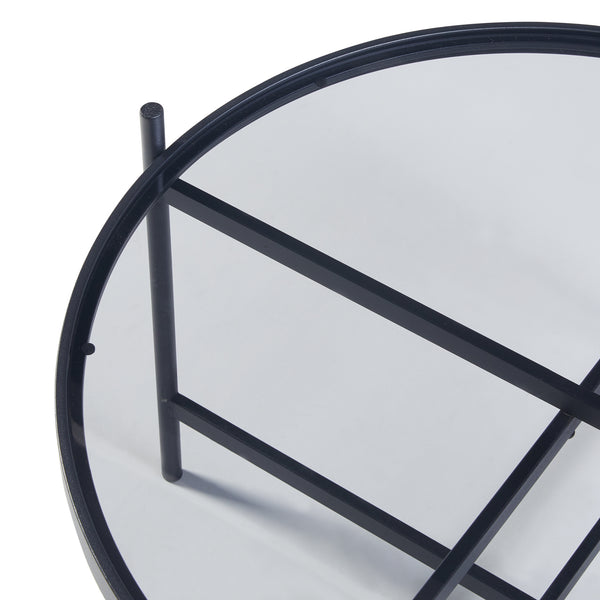 Couchtischset Lier 2-tlg. Glasplatte Schwarz [en.casa]