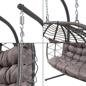 Doppel-Hängesessel Skense mit Gestell 198x156x98 cm Grau [en.casa]