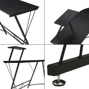 Schreibtisch Yremso L-förmig 122x122x98 cm Schwarz [en.casa]