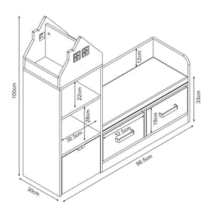 Kindersitzbank mit Regal Vipsali 100x99x30 cm Mintgrün/Weiß [en.casa]