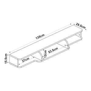TV-Lowboard hängend Aar 135x30x16 cm Weiß [en.casa]