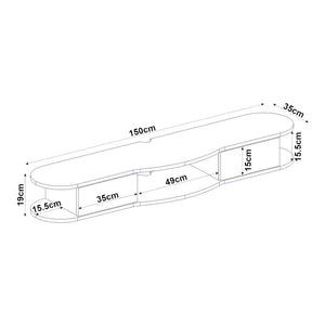 TV-Lowboard hängend Nyskiri 150x35x19 cm Anthrazit/Eicheoptik [en.casa]