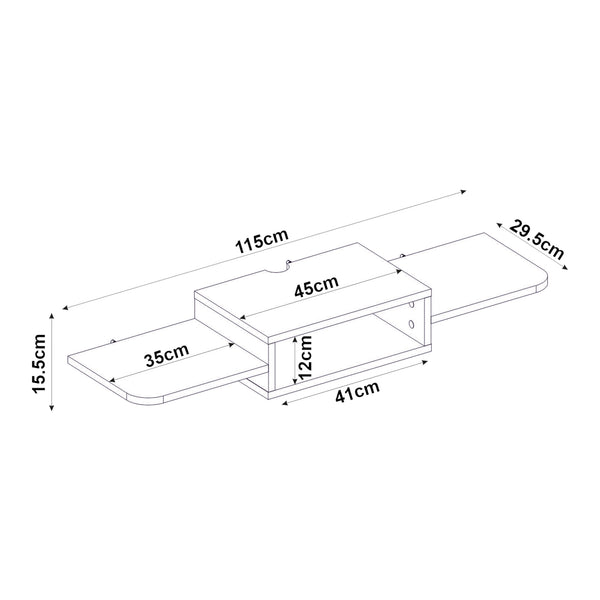 TV-Lowboard hängend Tar 115x30x16 cm Weiß [en.casa]