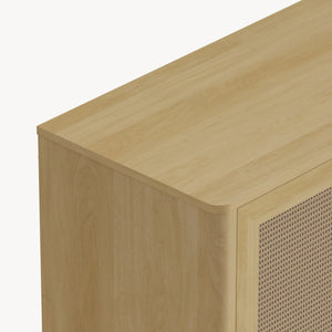 Sideboard Lukhomso 83x80x40 cm Eicheoptik/Rattanoptik [en.casa]