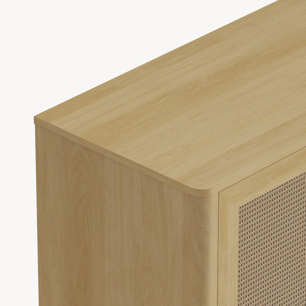 Sideboard Lukhomso 83x80x40 cm Eicheoptik/Rattanoptik [en.casa]