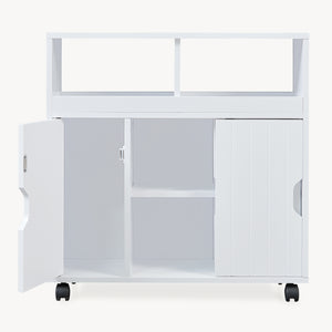 Beistellschrank auf Rollen Fadeskimma 72x70x20 cm Weiß [en.casa]