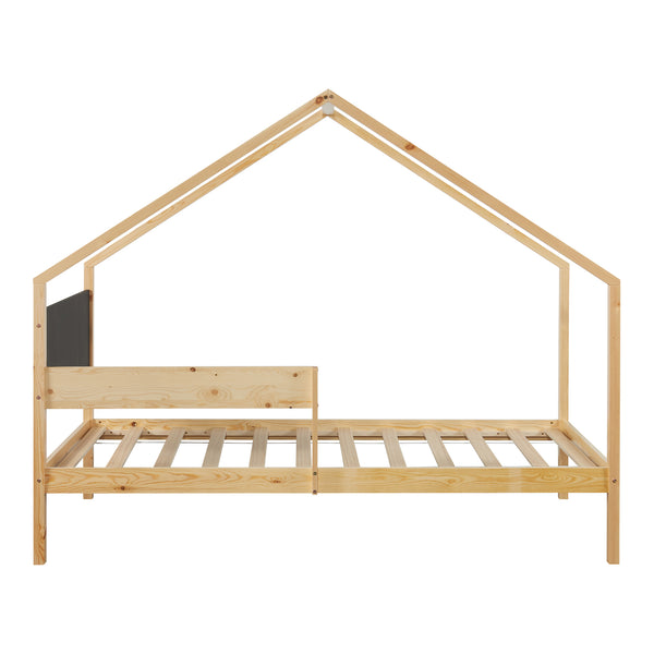Hausbett Sodankylä 90x200cm mit Ausziehbett Kiefernholz Natur [en.casa]