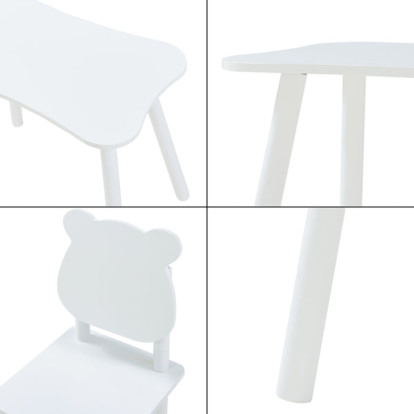 Kindersitzgruppe Panjang mit Teddybär-Design Weiß [en.casa]
