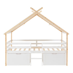 Hausbett Surnadal 90x200 cm Kiefernholz Weiß/Natur [en.casa]