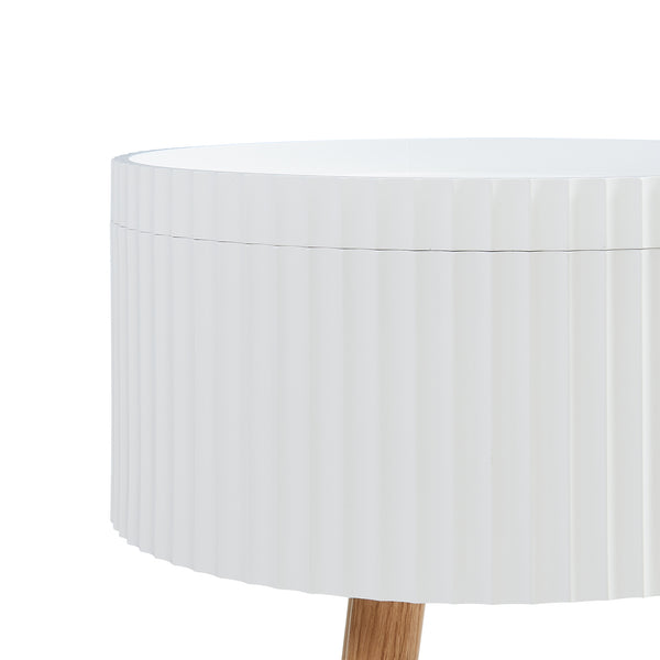 Beistelltisch Bongard mit Stauraum Ø38x48 cm Weiß [en.casa]