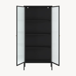 Vitrinenschrank Vinterhavn 180x80x35 cm Stahl Schwarz [en.casa]