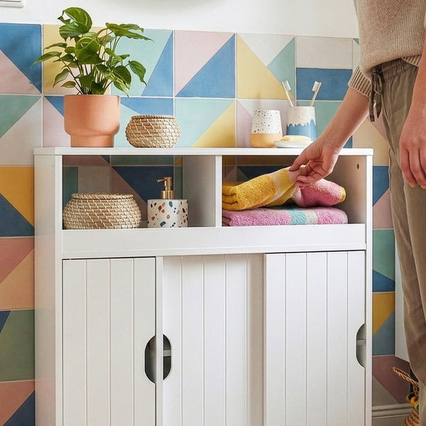 Beistellschrank auf Rollen Fadeskimma 72x70x20 cm Weiß [en.casa]