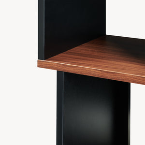 Beistelltisch 'Trond' mit 2 offenen Fächern 50 x 33 x 29 cm Schwarz/Walnussoptik