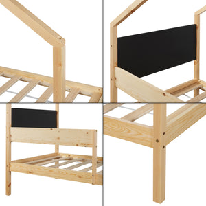 Hausbett Sodankylä 90x200cm mit Ausziehbett Kiefernholz Natur [en.casa]