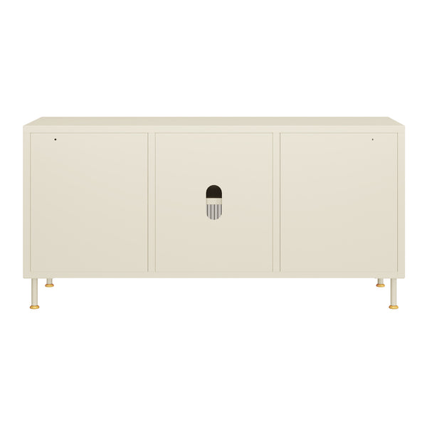 TV-Schrank Lindau Stahl 120x40x59 cm Cremeweiß [en.casa]