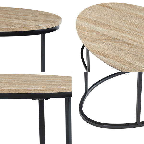 Satztisch Niederlande 2er Set Schwarz/Eiche [en.casa]