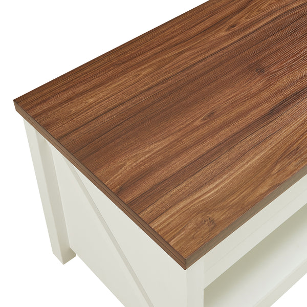 Couchtisch Kasama mit Hebeplatte und Stauraum 110x55x54 cm Walnussoptik/Weiß [en.casa]