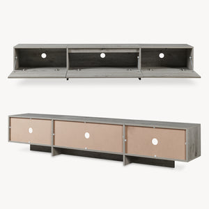 Fernsehschrank Kapipimso mit 3 Klappen 194x31x37 cm Eicheoptik, grau [en.casa]