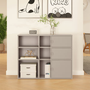 Aktenschrank Kliri Stahl 100x32x81 cm Warmgrau [en.casa]