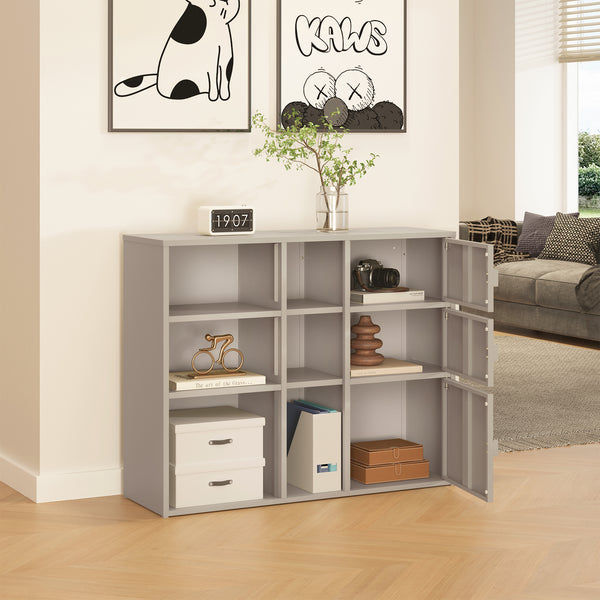 Aktenschrank Kliri Stahl 100x32x81 cm Warmgrau [en.casa]