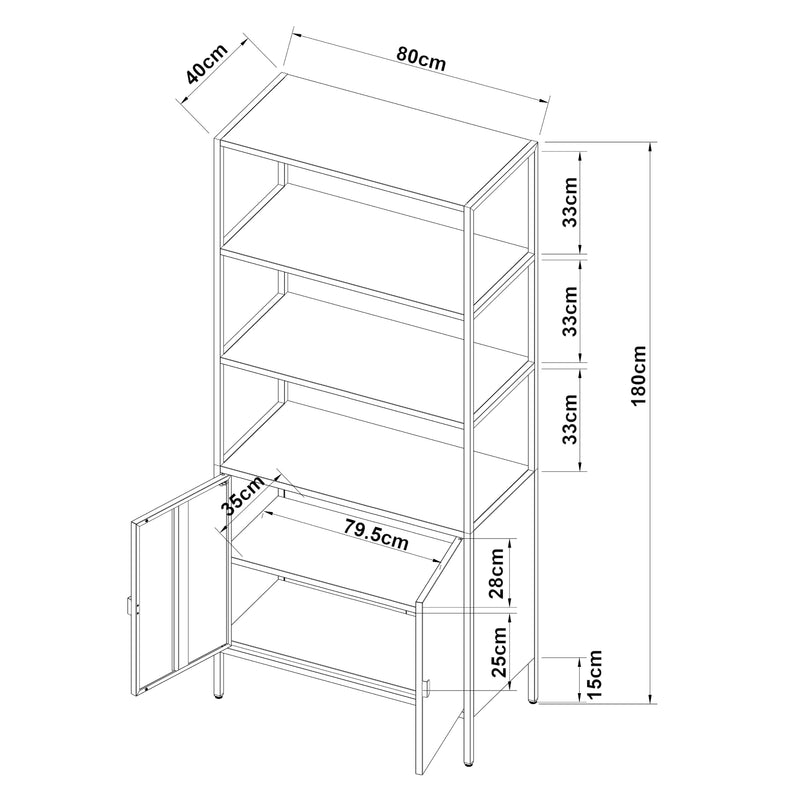 Maßskizze Aktenschrank Hailuoto Stahl [en.casa]