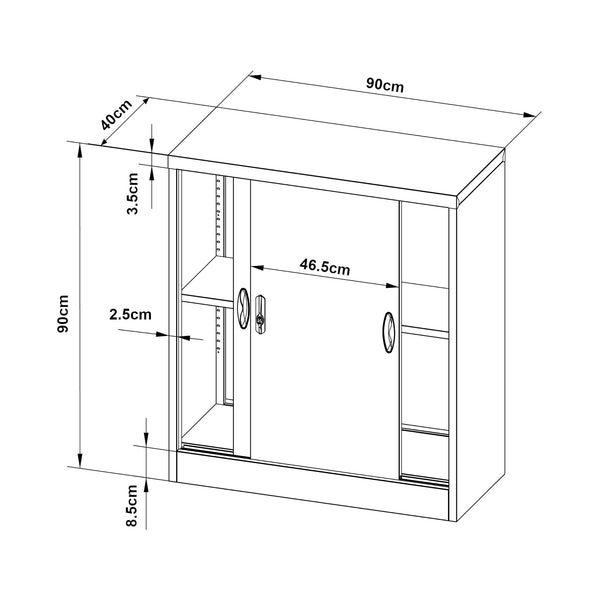 Aktenschrank Rieti Stahl 90x40x90 cm in versch. Farben [en.casa]