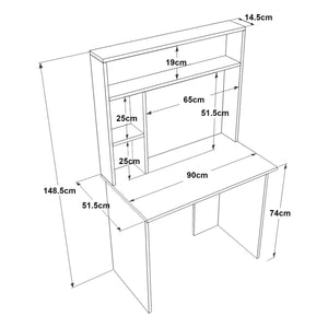 Schreibtisch Tópisa mit Regal 149x90x52 cm [en.casa]