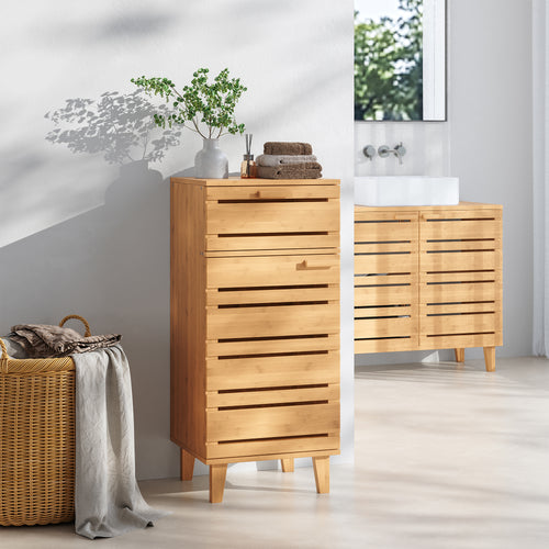 Badezimmerschrank Epind 75x33x30 cm Bambus Natur [en.casa]