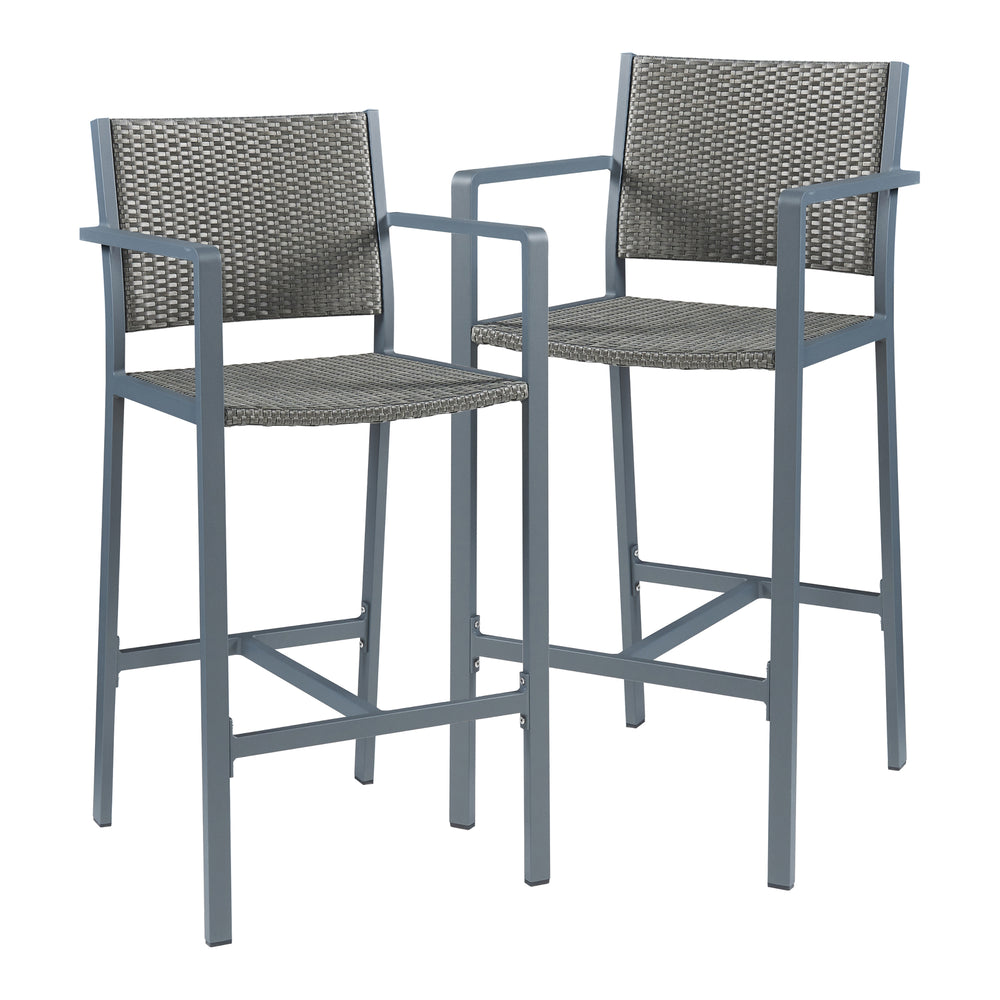 Outdoor - Barstuhl 2er Set Avise Aluminium Dunkelgrau [casa.pro] - premiumXL