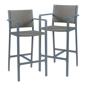 Outdoor - Barstuhl 2er Set Avise Aluminium Dunkelgrau [casa.pro] - premiumXL
