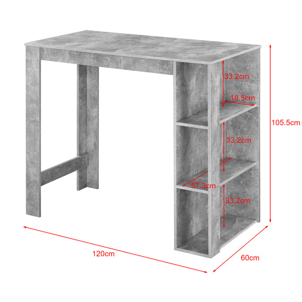 Bartisch Danderyd 120x60x106 cm mit 3 Ablagefächern [en.casa]