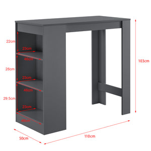 Bartisch Kouvola mit 3 Fächern 110x50x103 cm in versch. Farben [en.casa]