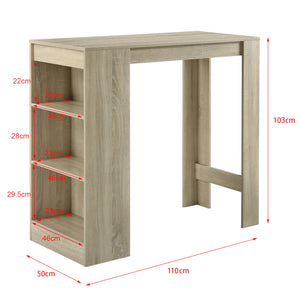Bartisch Kouvola mit 3 Fächern 110x50x103 cm in versch. Farben [en.casa]