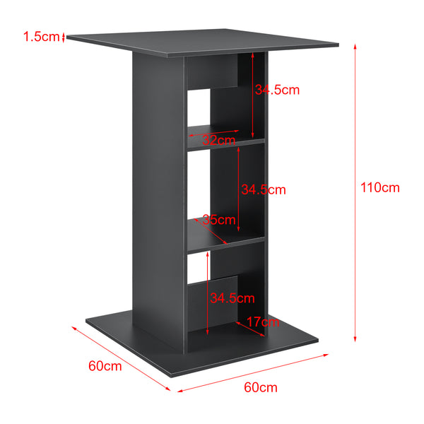 Bartisch Visby 110x70x70 cm mit 3 Regalfächern en.casa